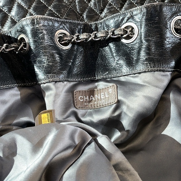 Authentic Chanel Melrose Degrade Cabas Gray Ombre Drawstring Chain XL Tote Bag - Picture 12 of 16